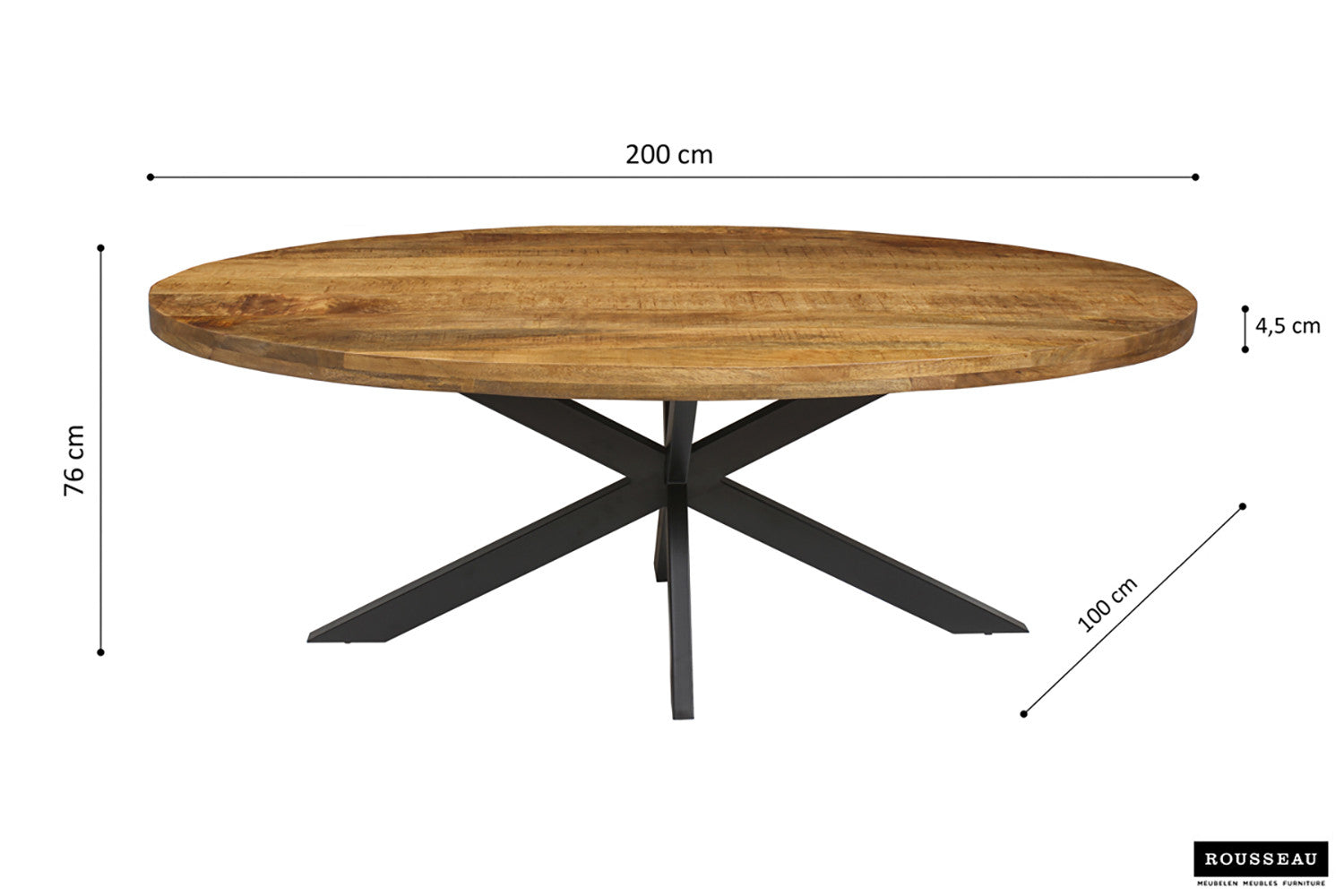 Table 'Alexa' 200 cm Oval Mango wood