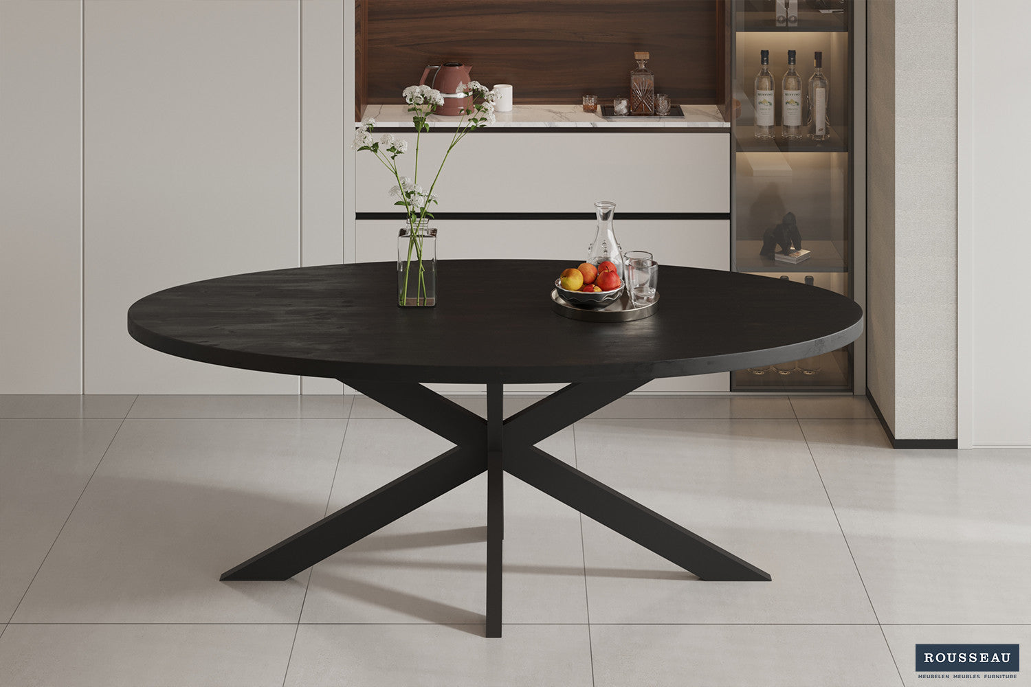 Table 'Alexa' 200 cm Oval Mango wood black