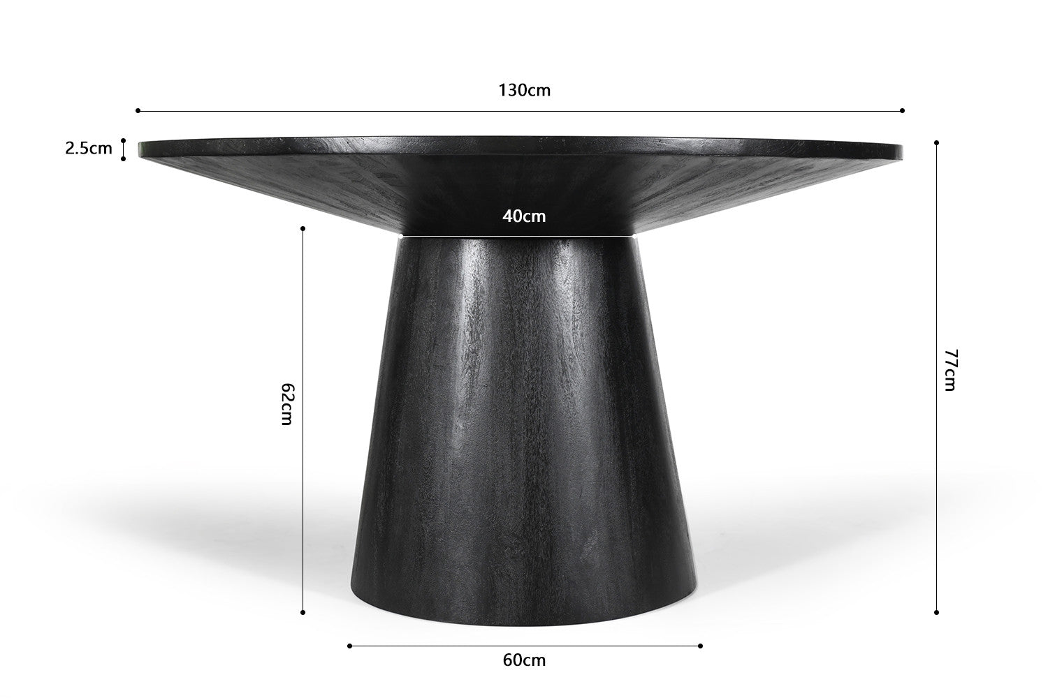 'Tommy' table 130 cm round mango wood black
