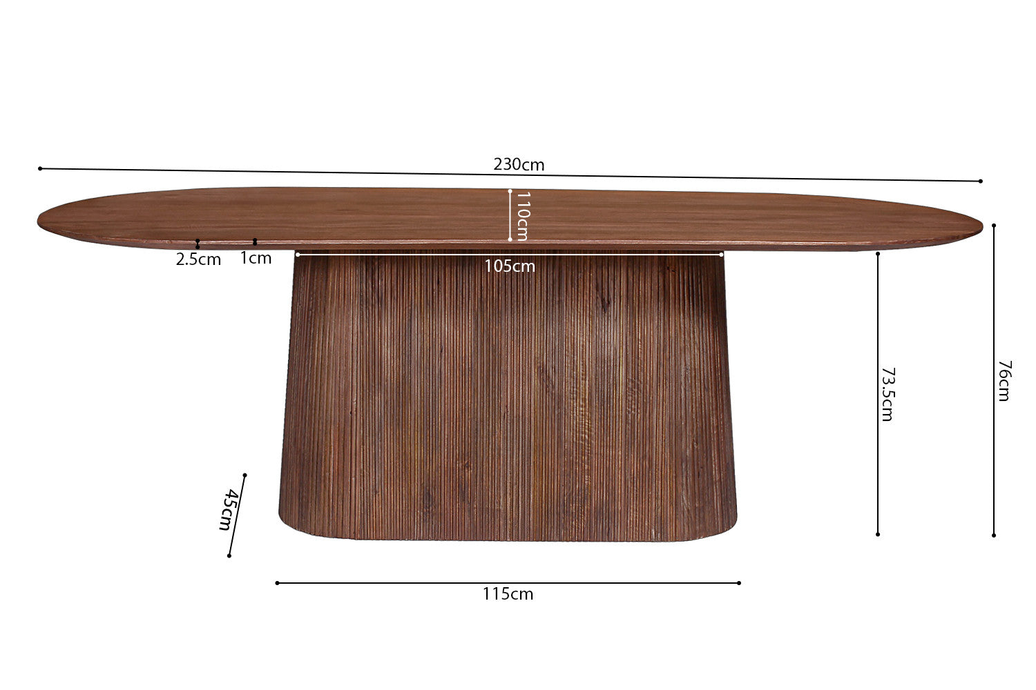 Table 'Miguel' 230 cm Oval Mango wood Light brown