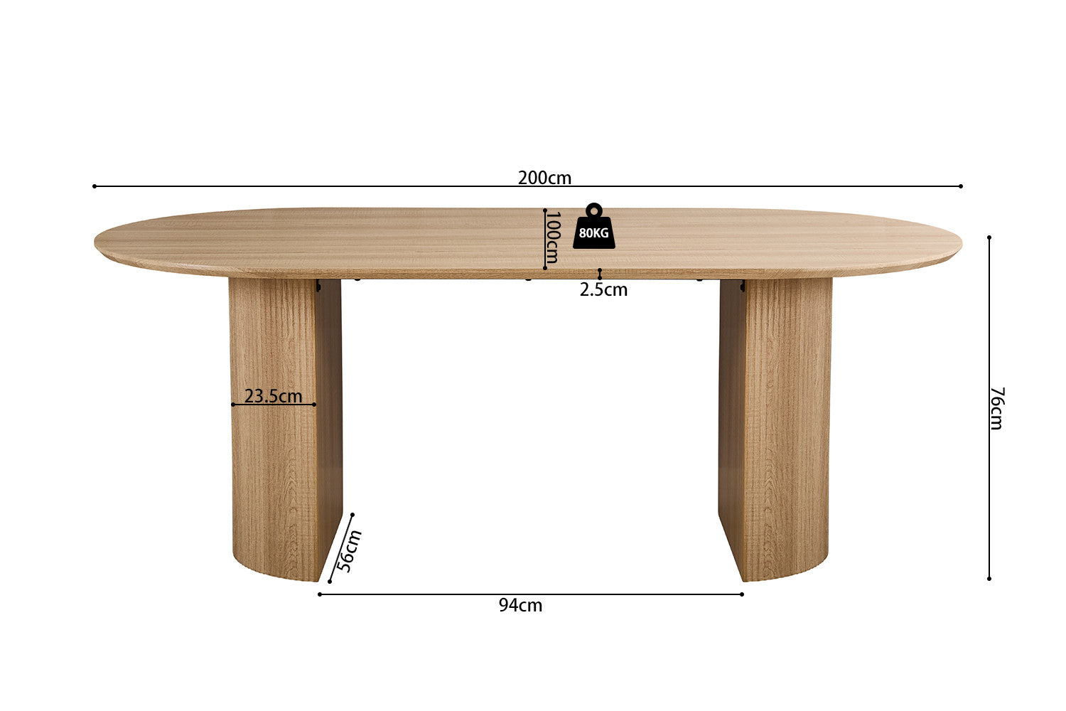 Table 'Lagos' 200 cm Oval Decor Oak Natural