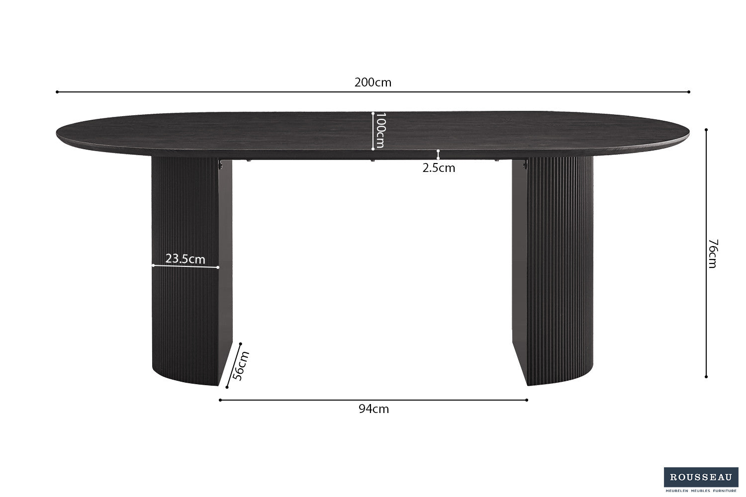 Table 'Lagos' 200 cm Oval Decor Dark Brown