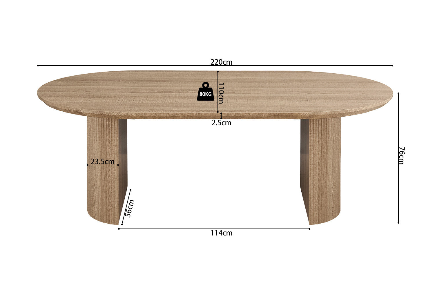 Table 'Lagos' 220 cm Oval Decor Oak Natural