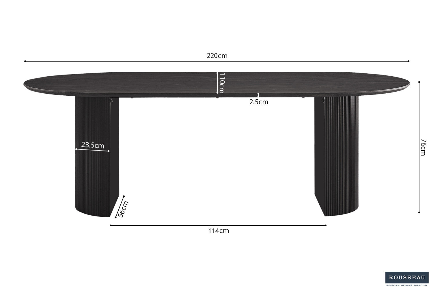 Table 'Lagos' 220 cm Oval Decor Dark Brown