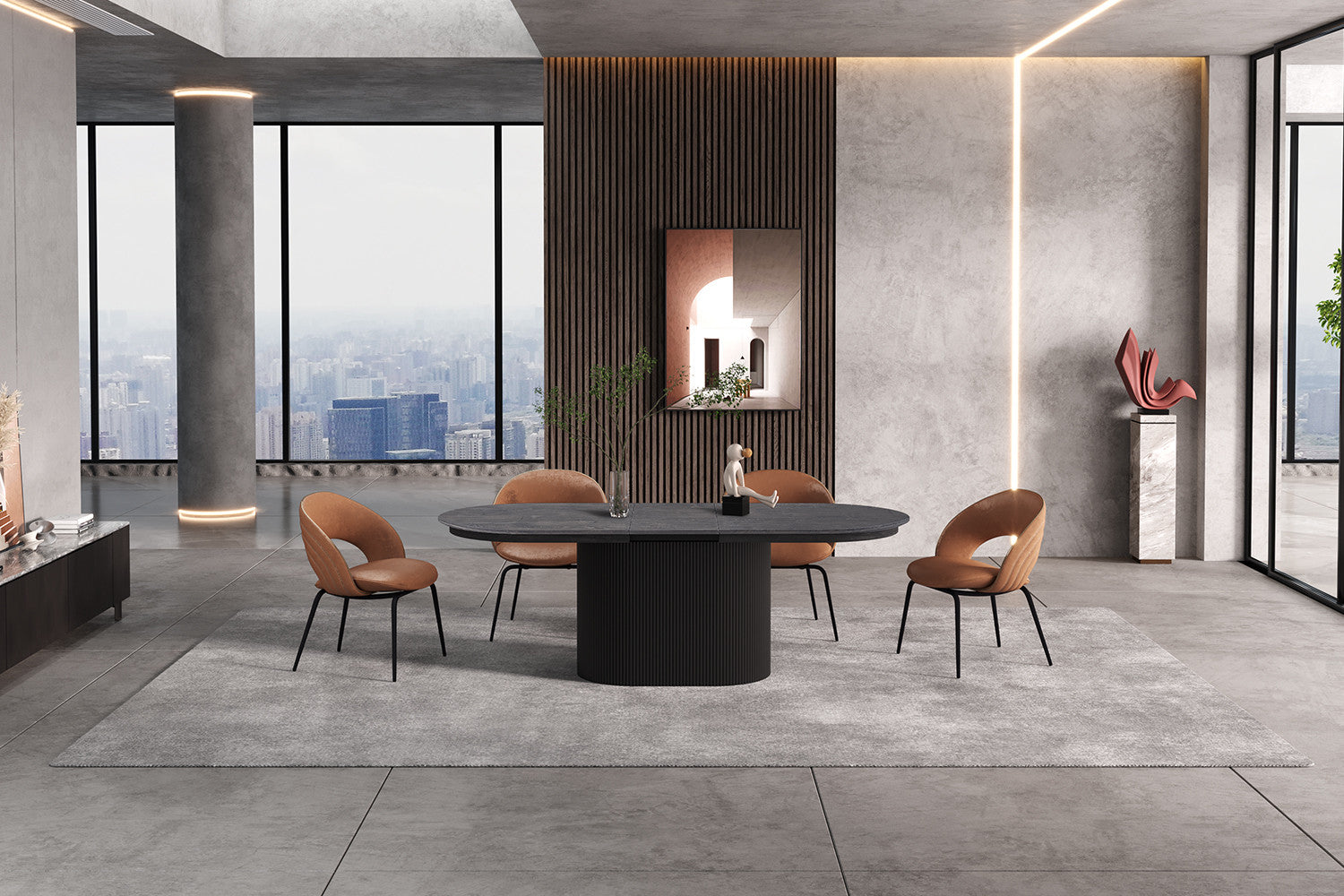 Extendable table 'Lagos' 180-220 cm Oval Decor Dark Brown