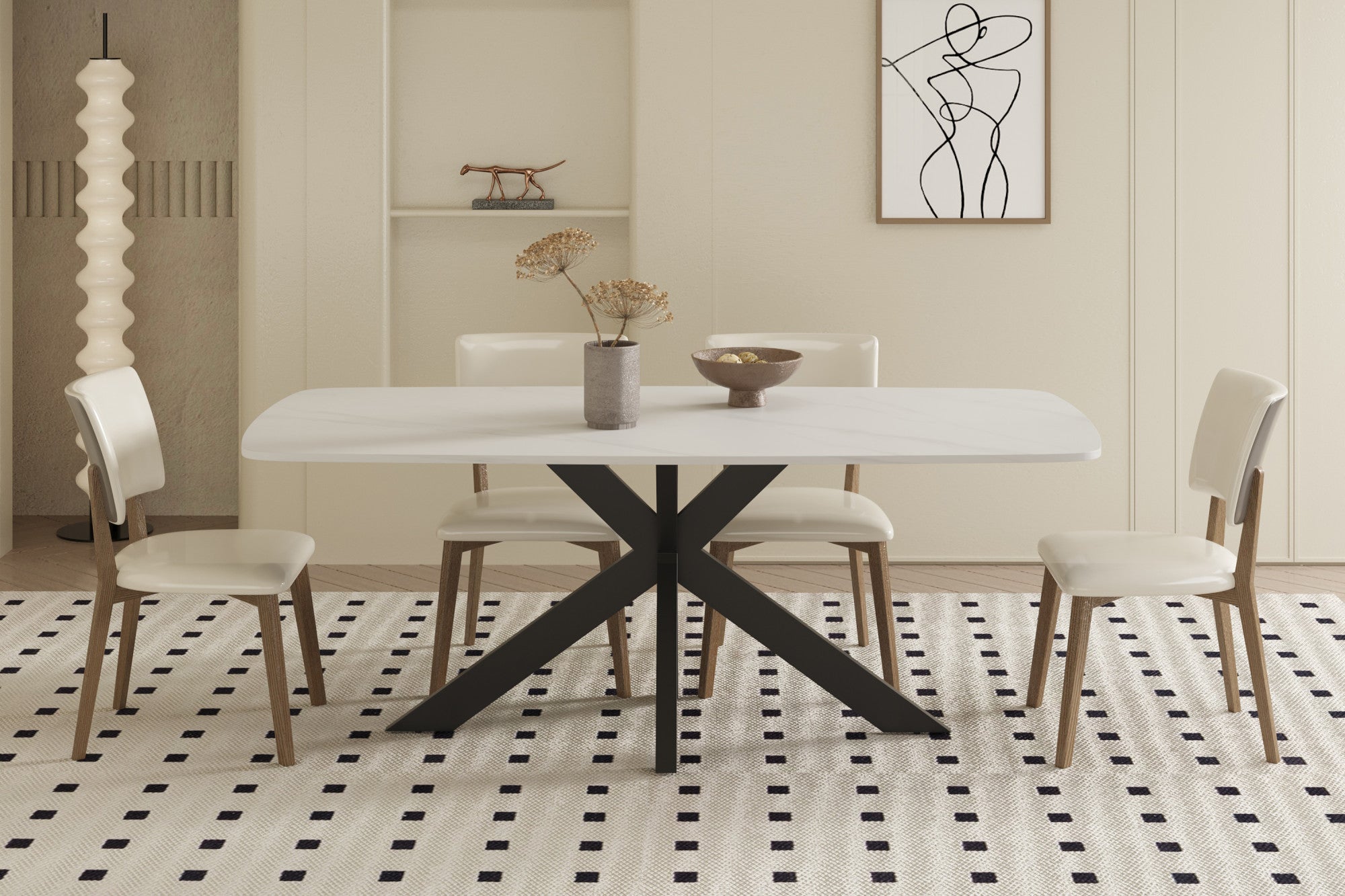 'Apollo' Table 180 cm Danish Oval Stone White