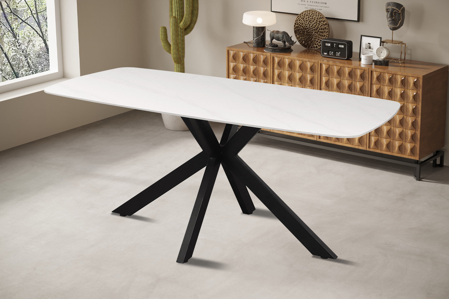 'Apollo' Table 180 cm Danish Oval Stone White
