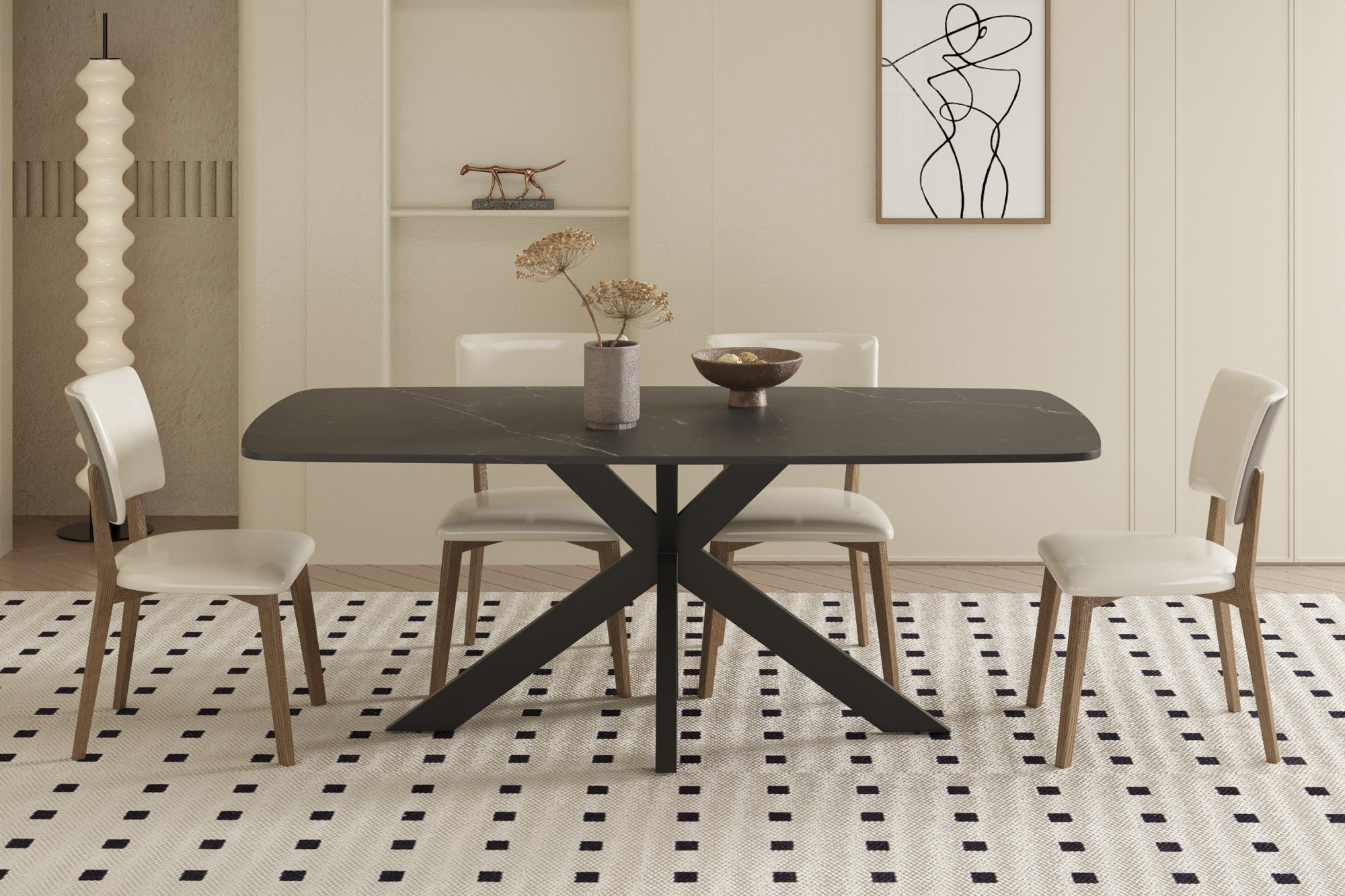 'Apollo' table 180 cm Danish oval stone black