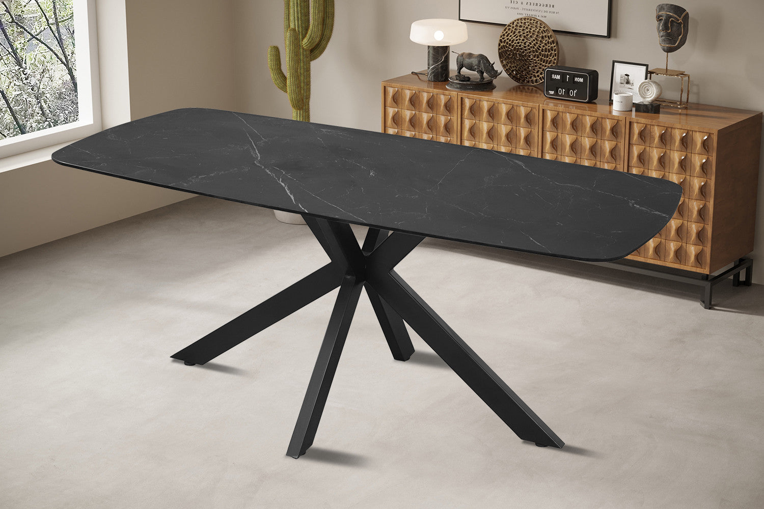 'Apollo' table 180 cm Danish oval stone black
