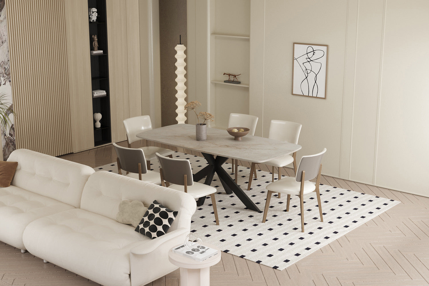 Table 'Apollo' 180 cm Danish Oval Glossy Stone Shakespeare Beige