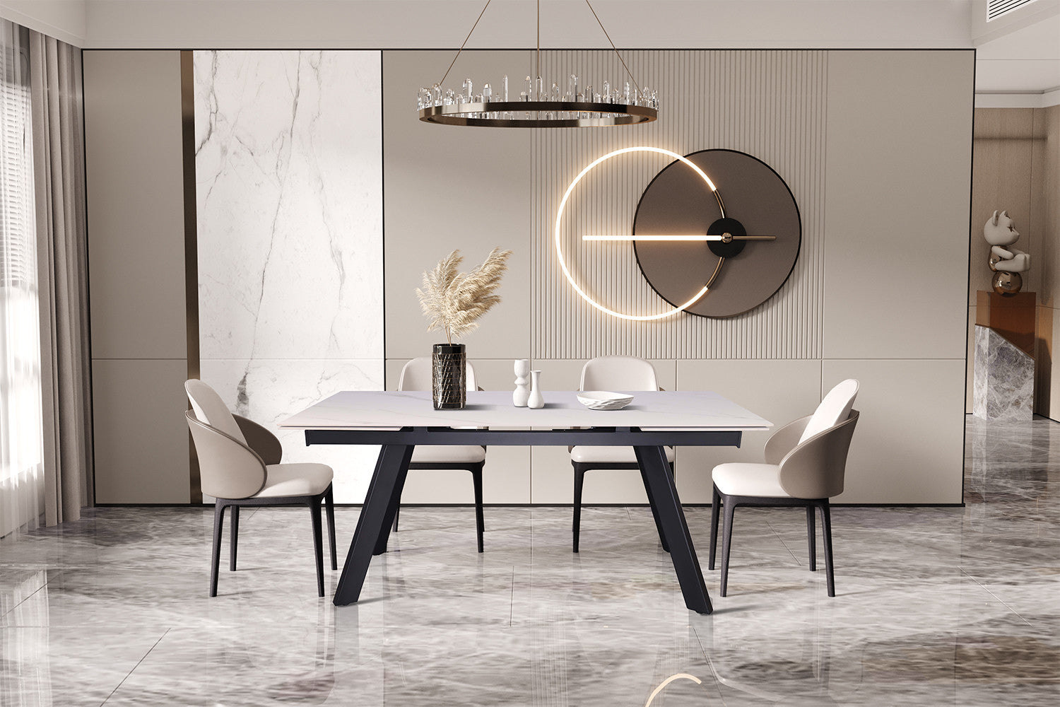 Extendable table 'Hera' 160-240 cm Rectangular Stone White