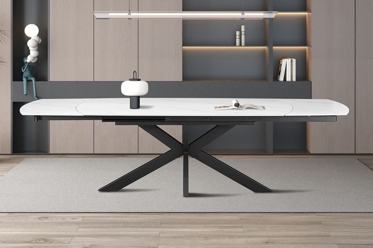 NEW - Extendable table 'Ares' 160-240 cm Danish Oval Stone White