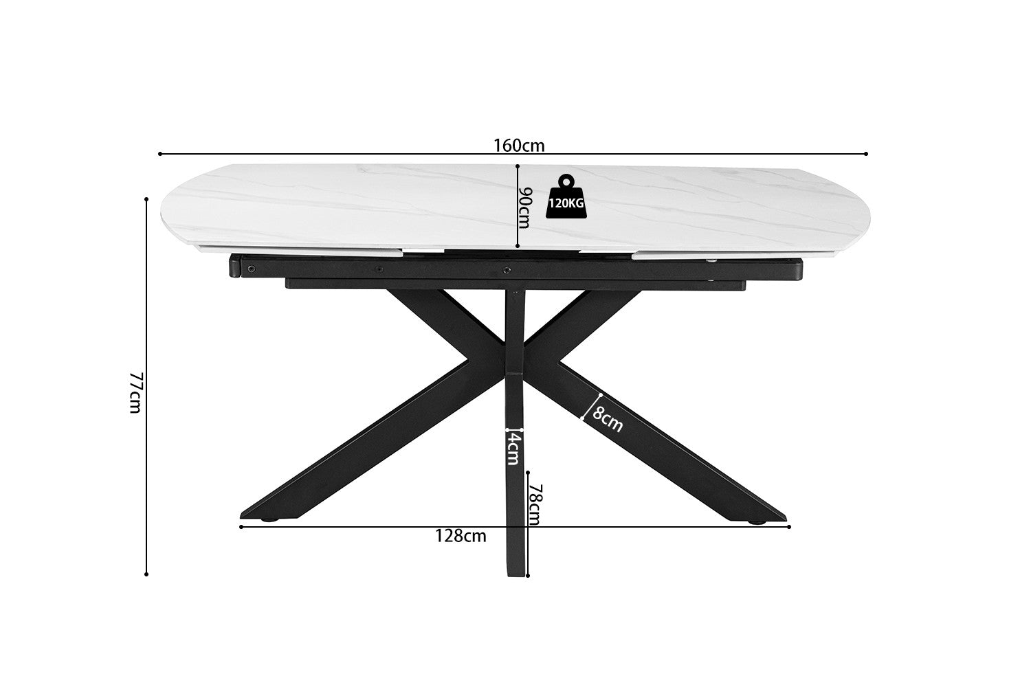 NEW - Extendable table 'Ares' 160-240 cm Danish Oval Stone White