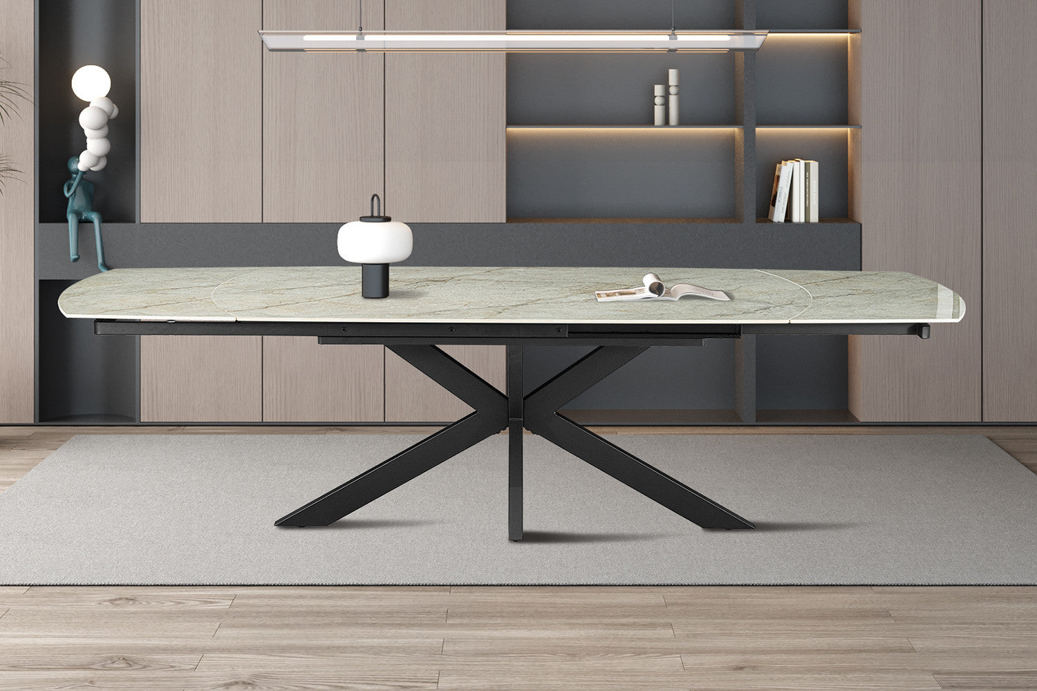 NEW - Extendable table 'Ares' 160-240 cm Danish Oval Glossy Stone Beige