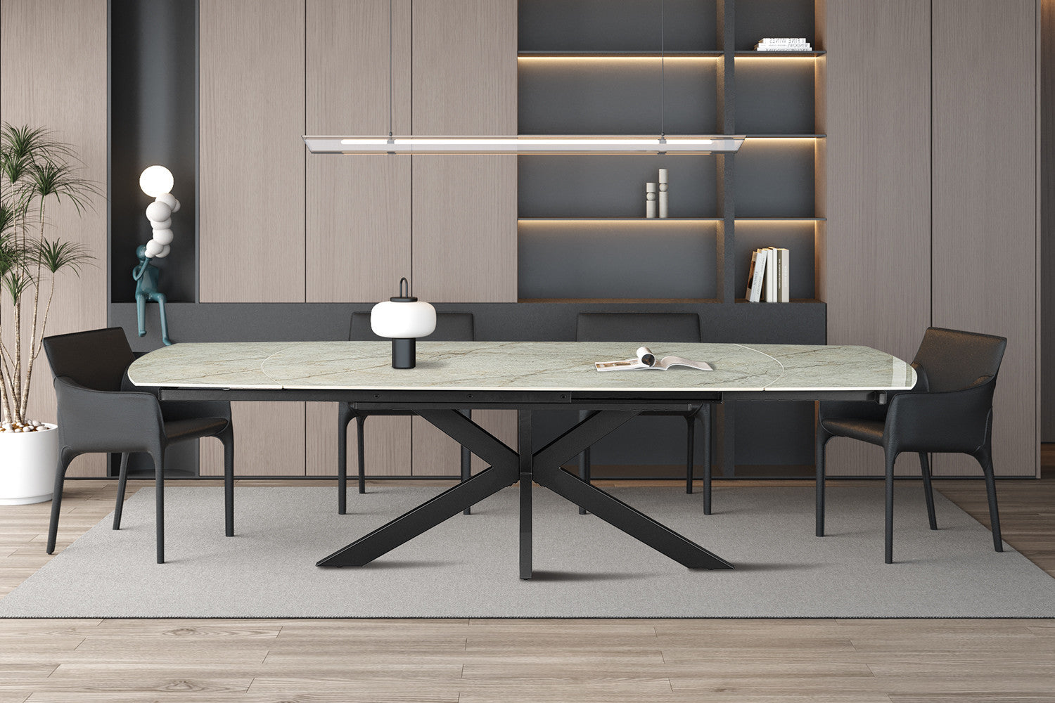 NEW - Extendable table 'Ares' 160-240 cm Danish Oval Glossy Stone Beige