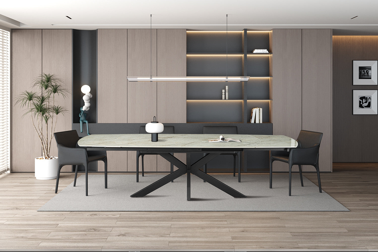 NEW - Extendable table 'Ares' 160-240 cm Danish Oval Glossy Stone Beige
