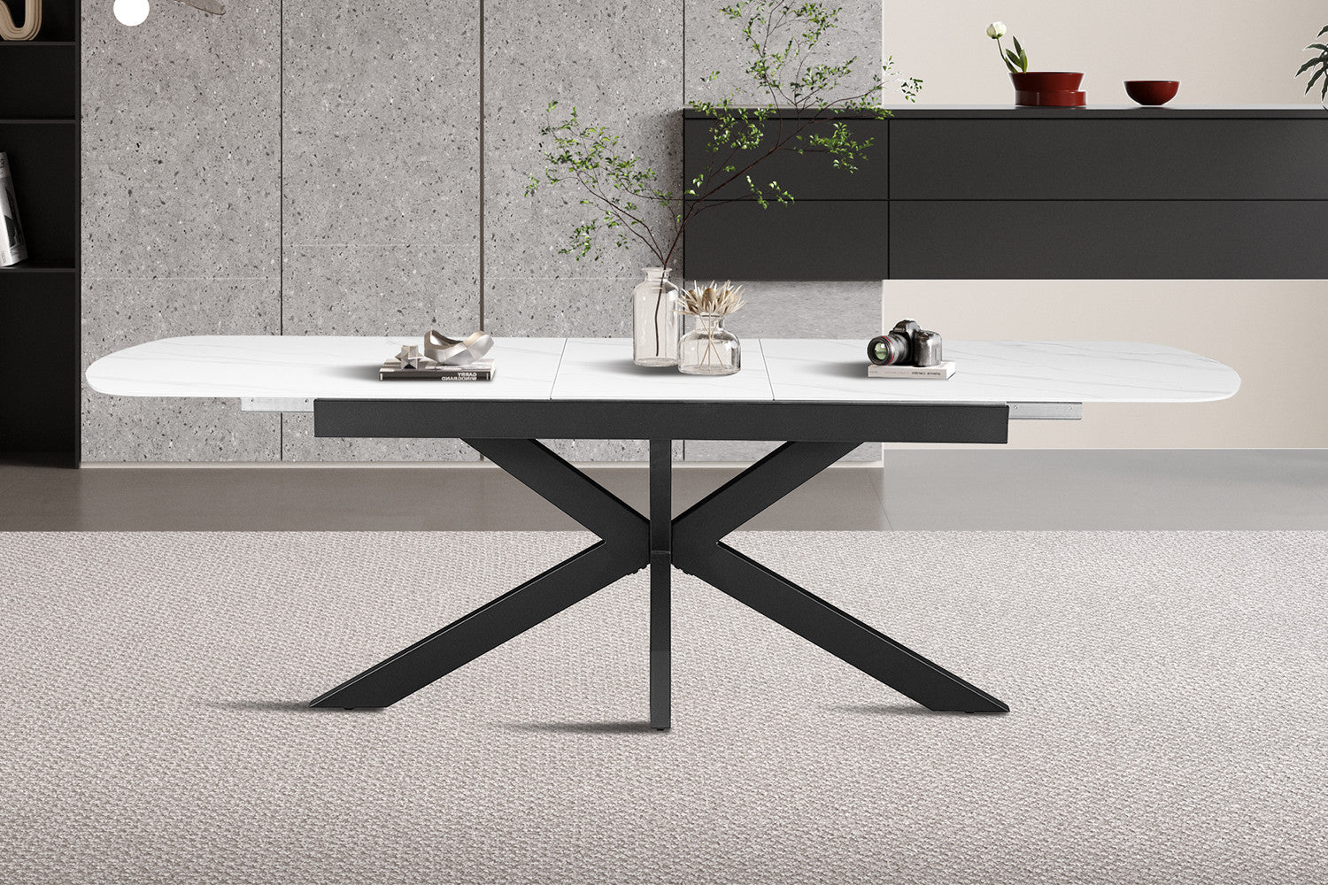 NEW - Extendable table 'Hestia' 180-220 cm Danish Oval Stone White