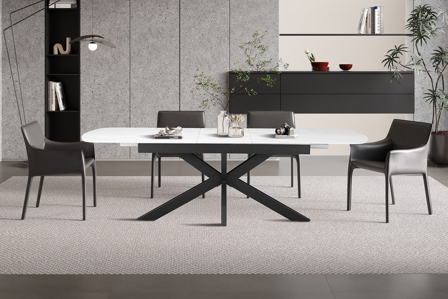 NEW - Extendable table 'Hestia' 180-220 cm Danish Oval Stone White