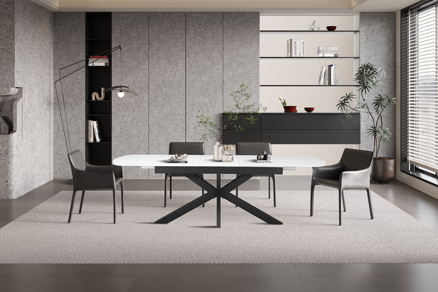 NEW - Extendable table 'Hestia' 180-220 cm Danish Oval Stone White