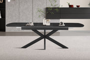 NEW - Extendable table 'Hestia' 180-220 cm Danish Oval Stone Black