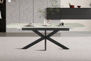 NEW - Extendable table 'Hestia' 180-220 cm Danish Oval Gloss. Stone Beige