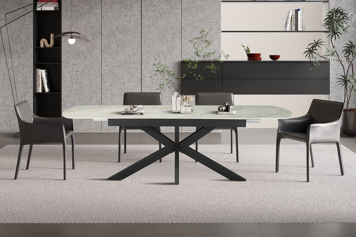 NEW - Extendable table 'Hestia' 180-220 cm Danish Oval Gloss. Stone Beige