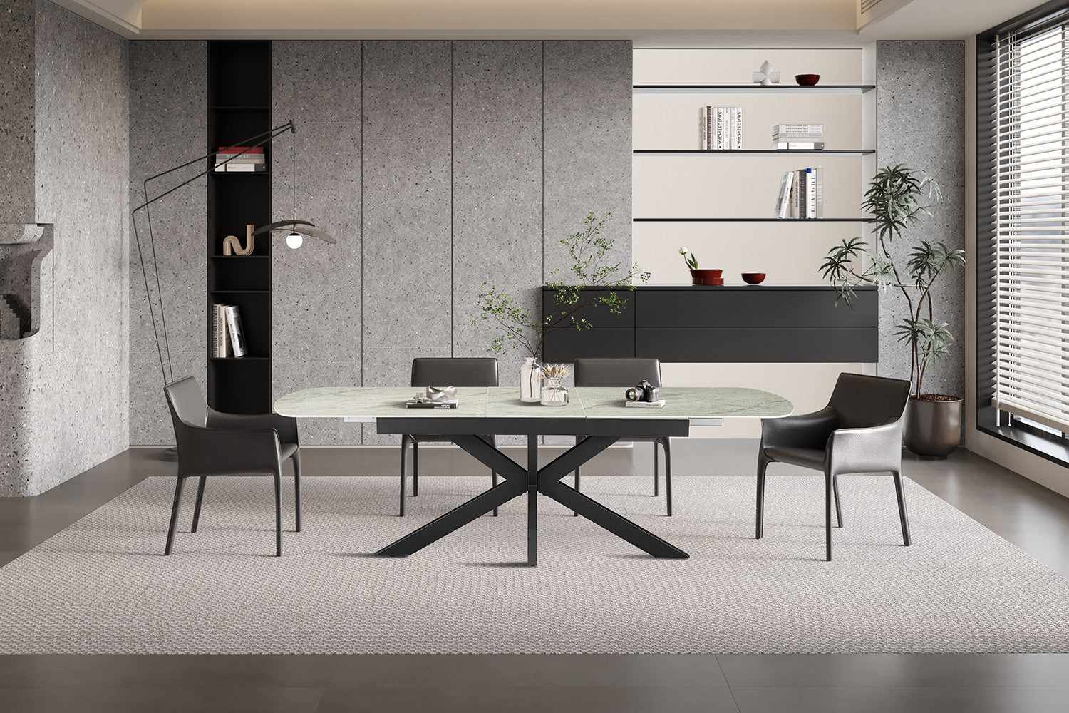 NEW - Extendable table 'Hestia' 180-220 cm Danish Oval Gloss. Stone Beige