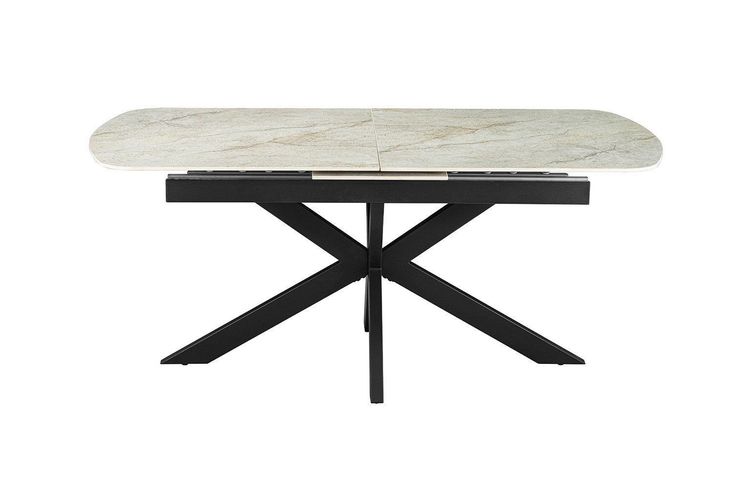 NEW - Extendable table 'Hestia' 180-220 cm Danish Oval Gloss. Stone Beige