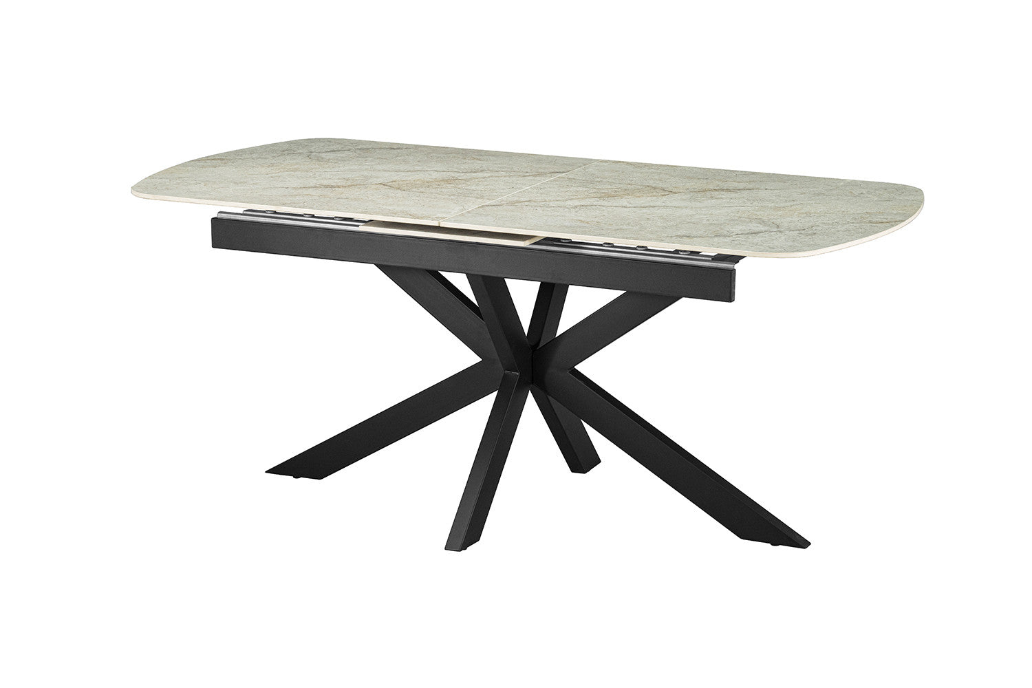 NEW - Extendable table 'Hestia' 180-220 cm Danish Oval Gloss. Stone Beige