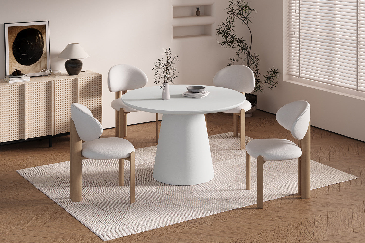 Table 'Tavira' 120 cm Round Cement Ecru