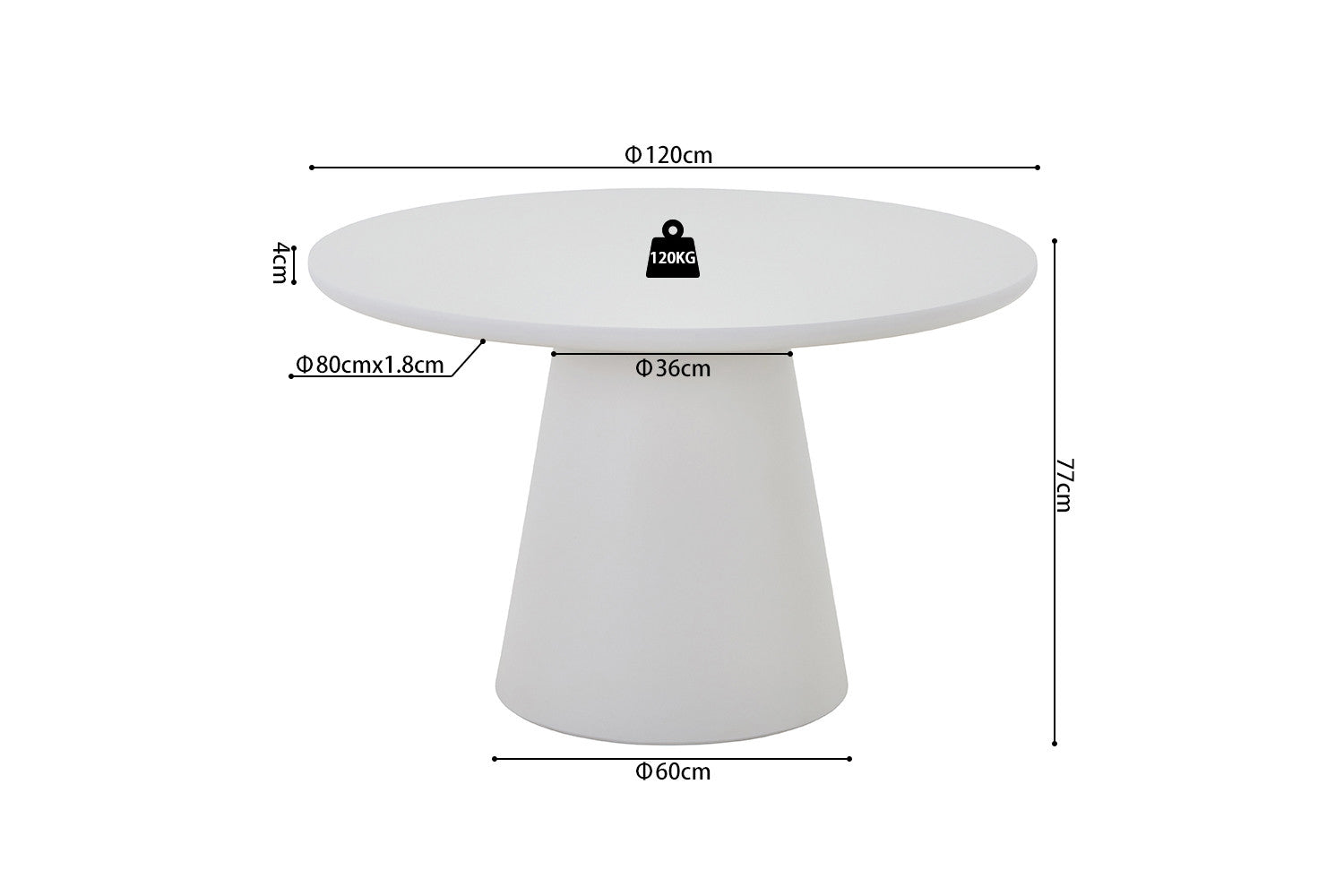 Table 'Tavira' 120 cm Round Cement Ecru