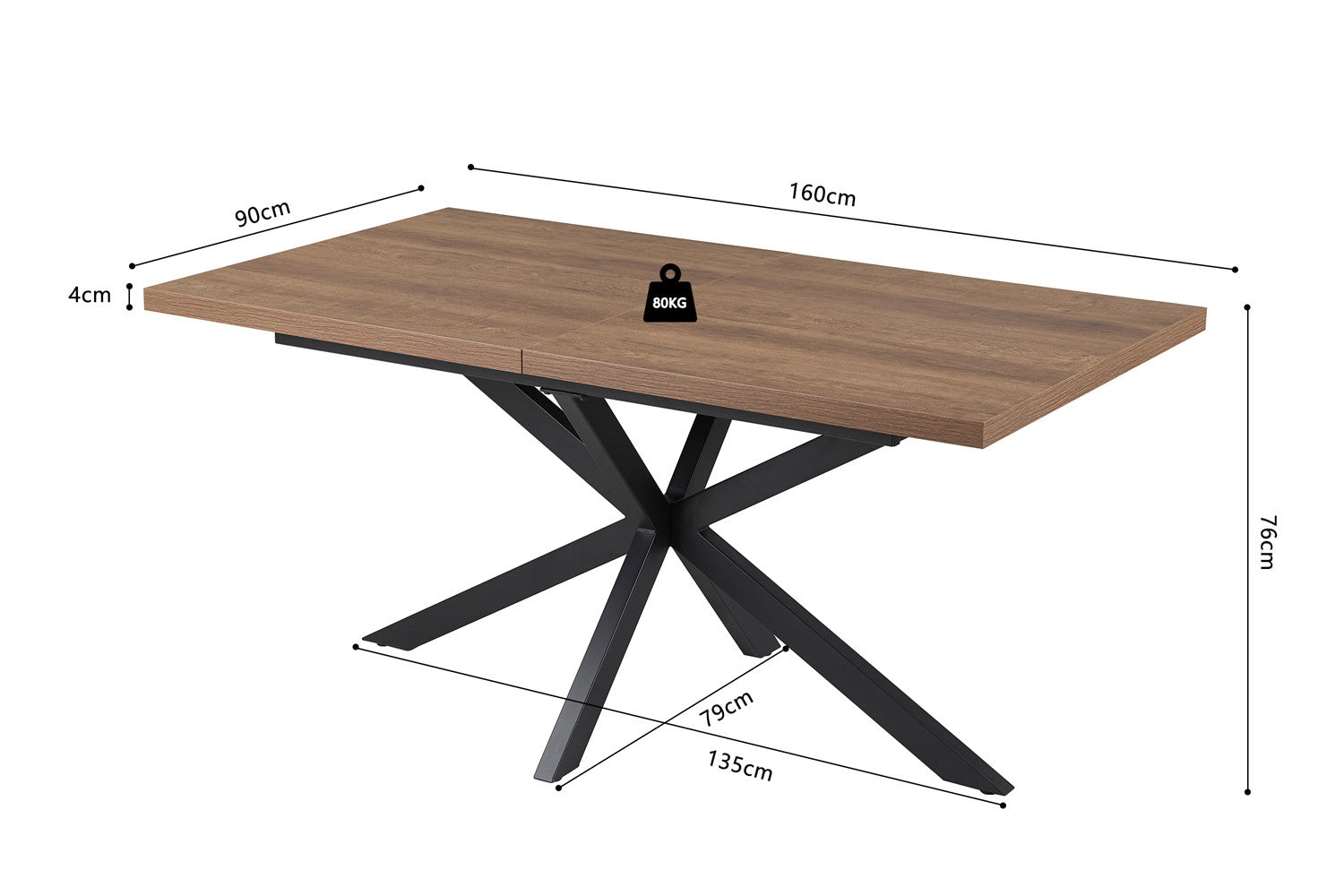 Extendable table 'Kos' 160-200 cm Dark brown