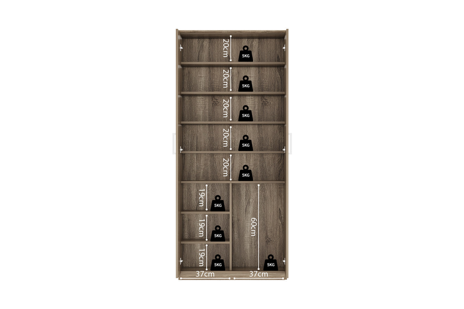 Shoe cabinet 'Mike' 2 doors Sonoma