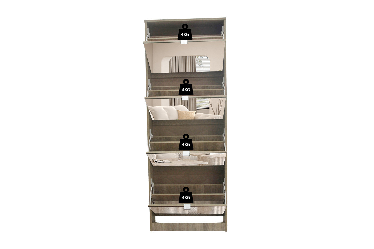 Shoe cabinet 'Mex' Mirror 4 drawers Decor Sonoma