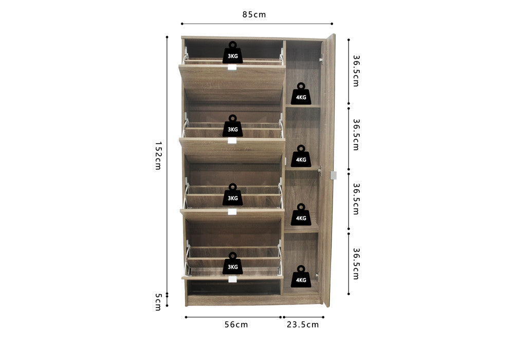 Shoe cabinet 'Marcel' 4 drawers and 1 mirrored door Decor Sonoma