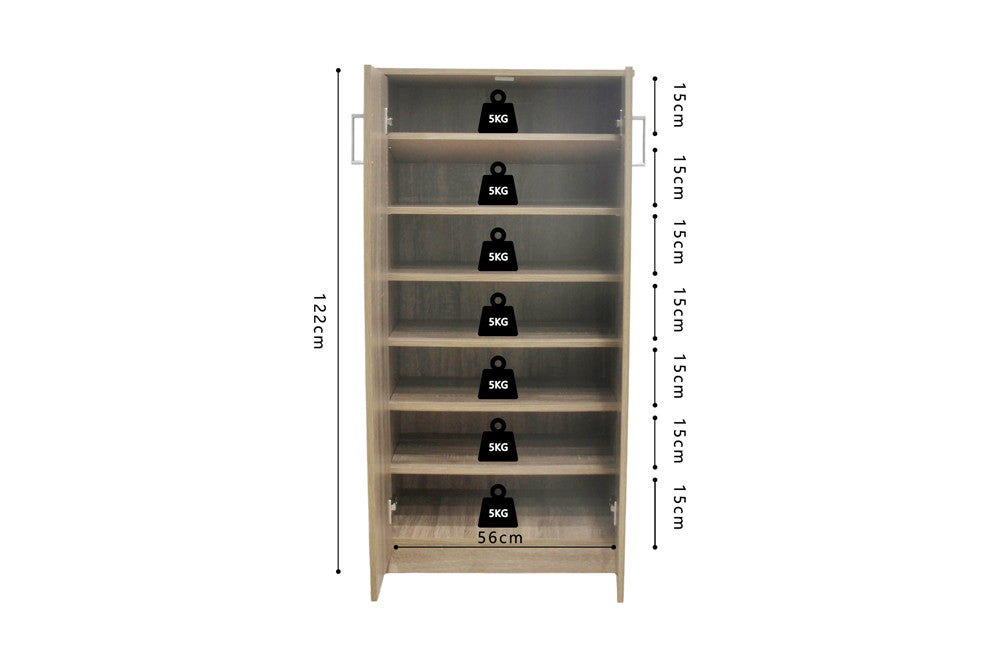 Shoe cabinet 'Maurice' 2 doors Decor Sonoma