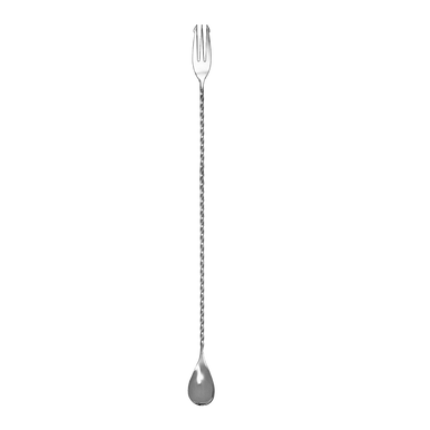 Bar Professional Barlepel met vork 40 cm Roestvrijstaal Zilver