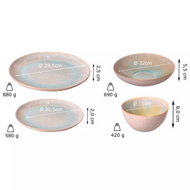 Palmer Serviesset Light Blue Sea Stoneware 6-persoons 24-delig Blauw