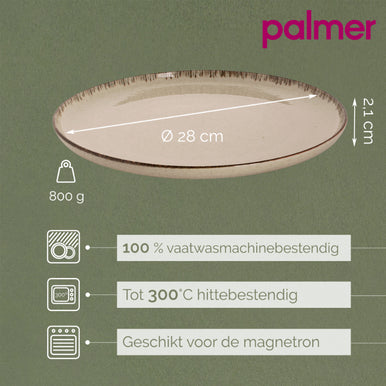 Palmer Bord Antigo 28 cm Porselein Crème 2 stuks