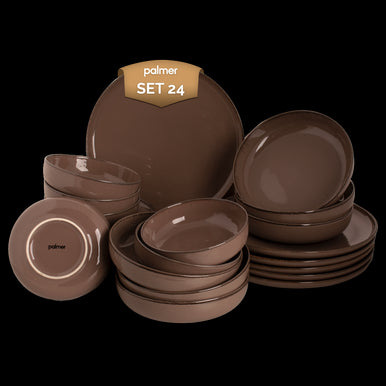 Palmer Serviesset Antigo Porselein 6-persoons 24-delig Bruin