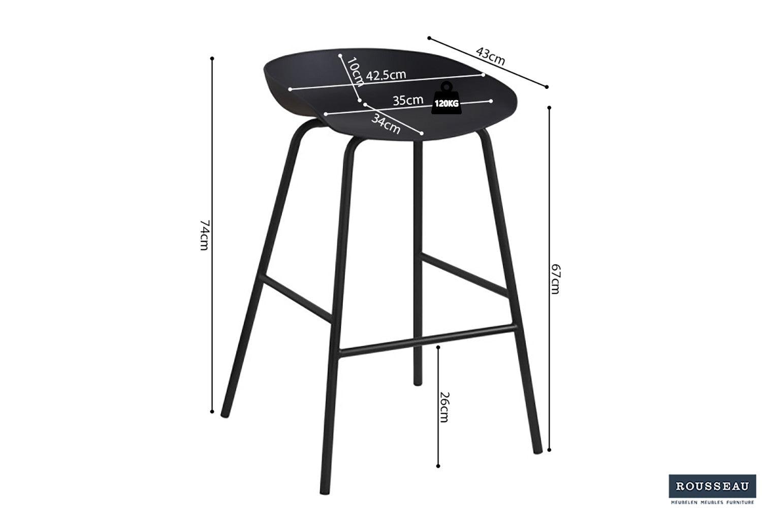 Counter stool 'Anna' PP Black