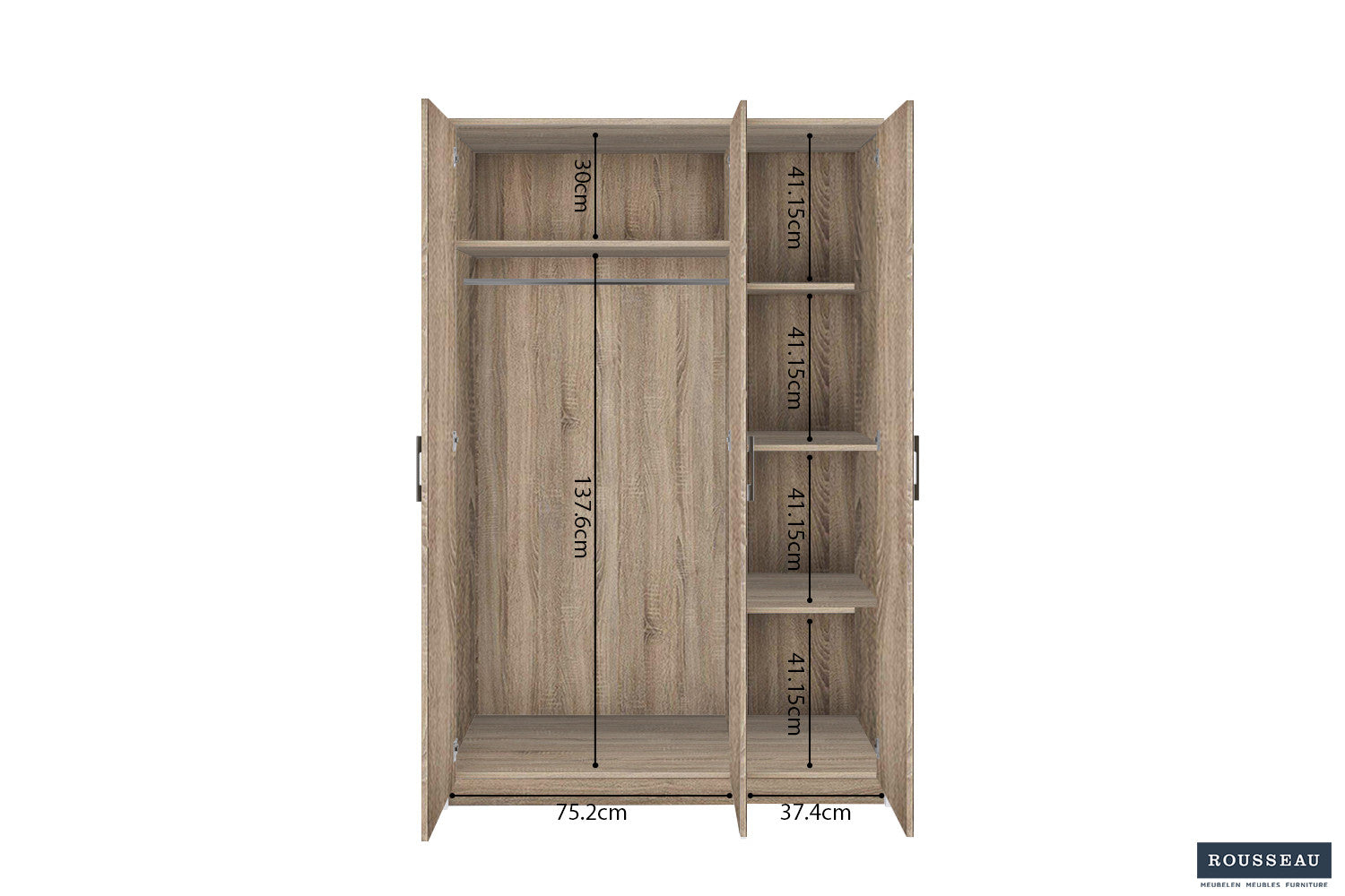 Wardrobe 'Ray' 3 doors Sonoma