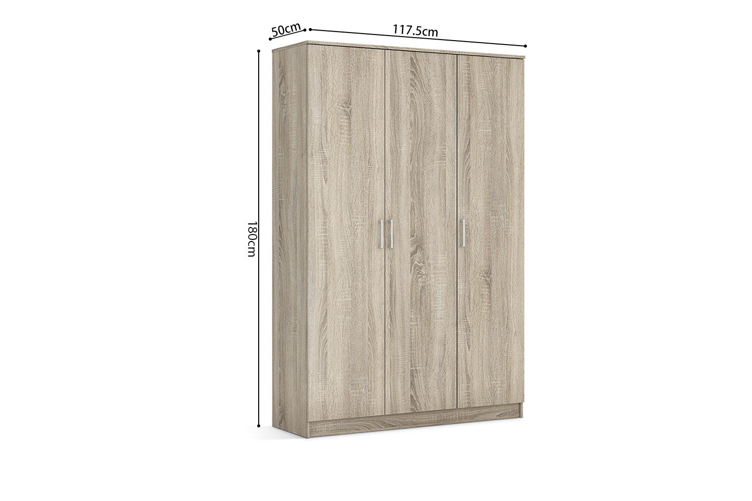 Wardrobe 'Ray' 3 doors Sonoma