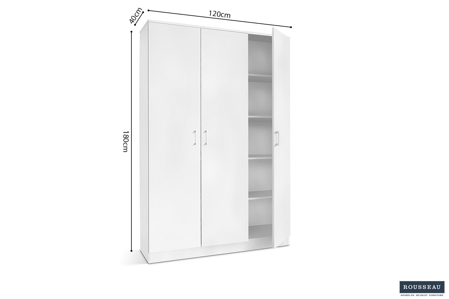 Storage cabinet 'Ray' 3 doors and 4 shelves White