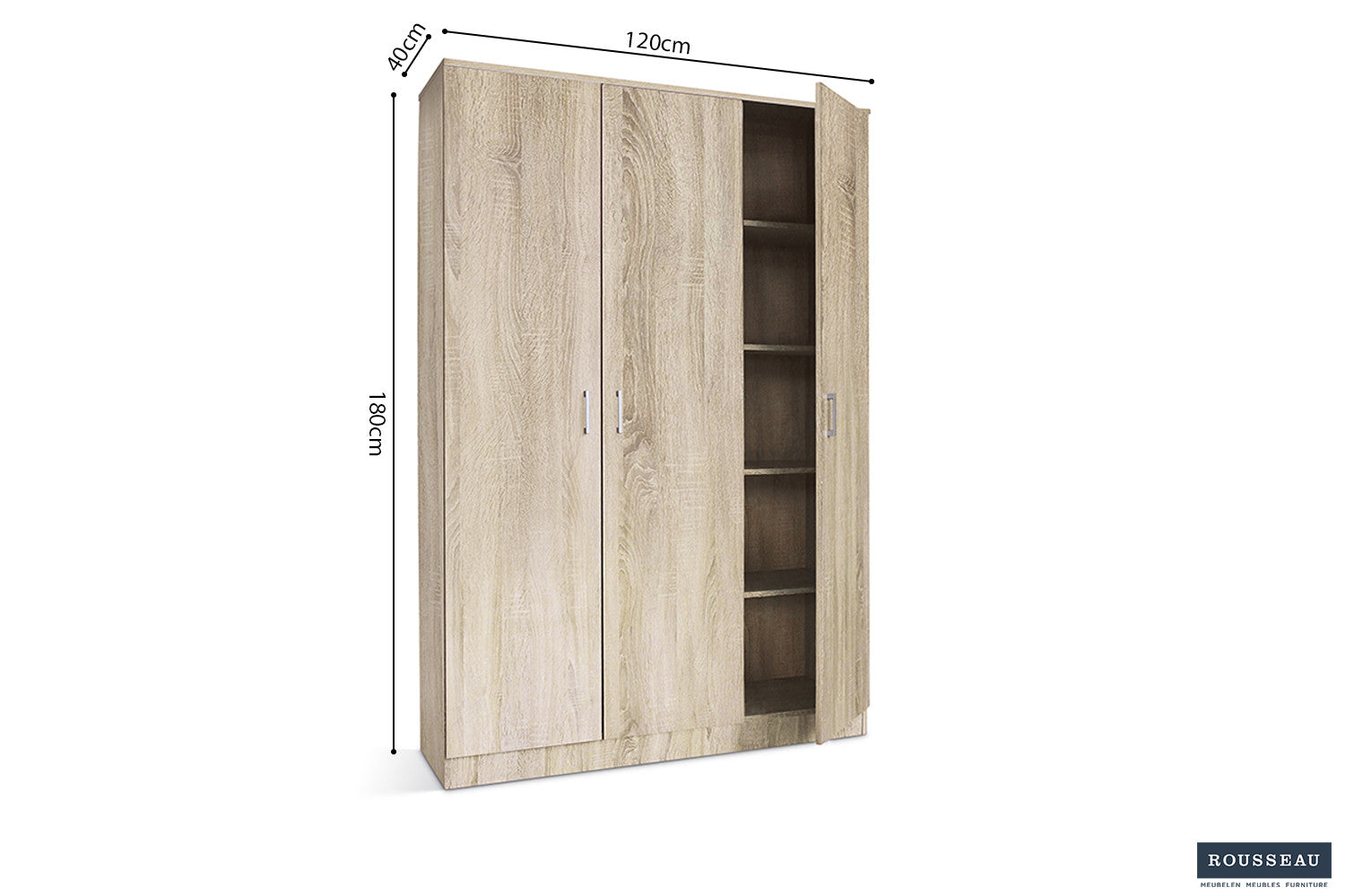 Storage cabinet 'Ray' 3 doors and 4 shelves Sonoma