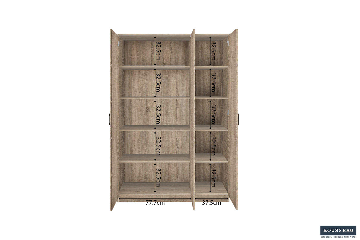 Storage cabinet 'Ray' 3 doors and 4 shelves Sonoma