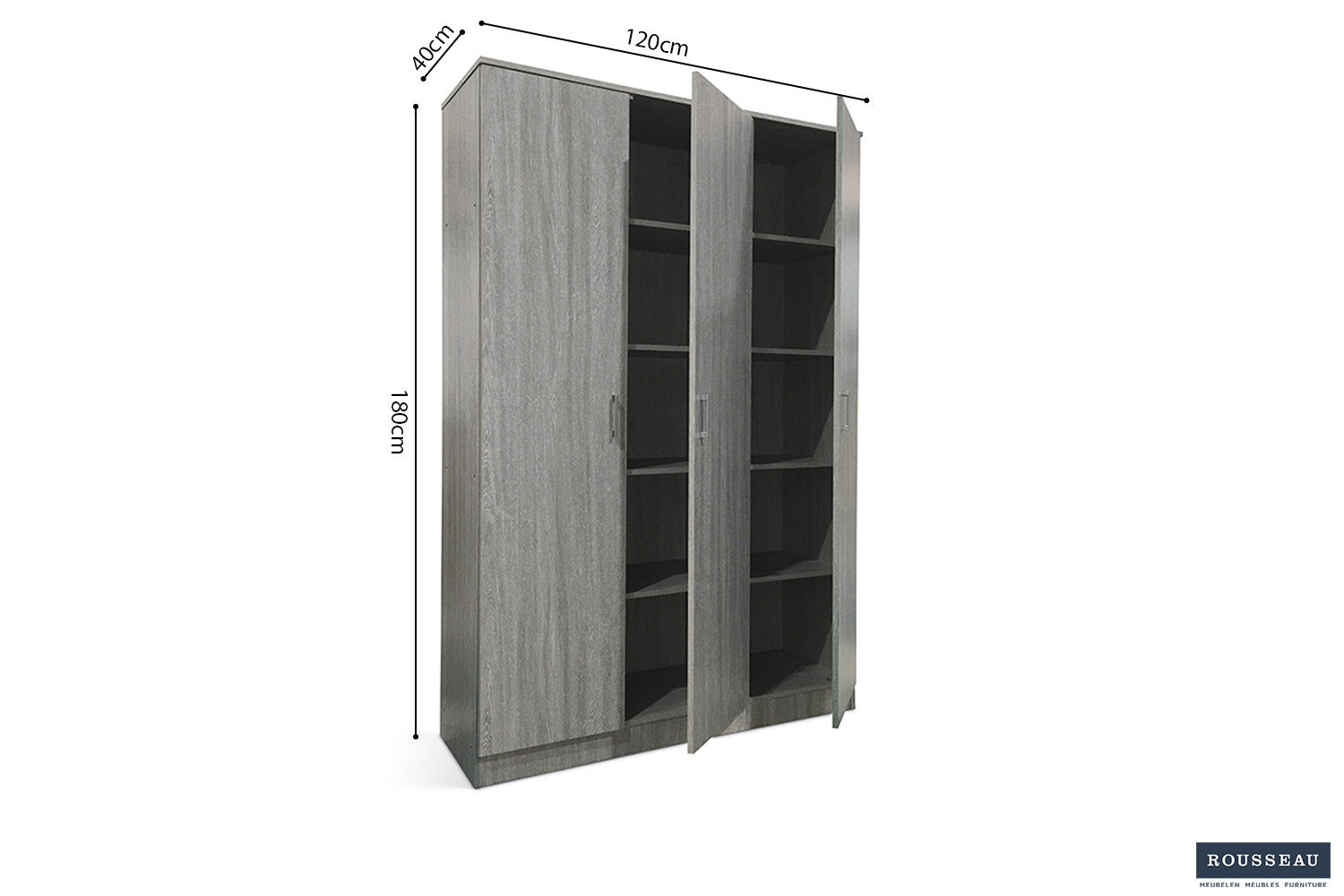 Storage cabinet 'Ray' 3 doors and 4 shelves Gray oak