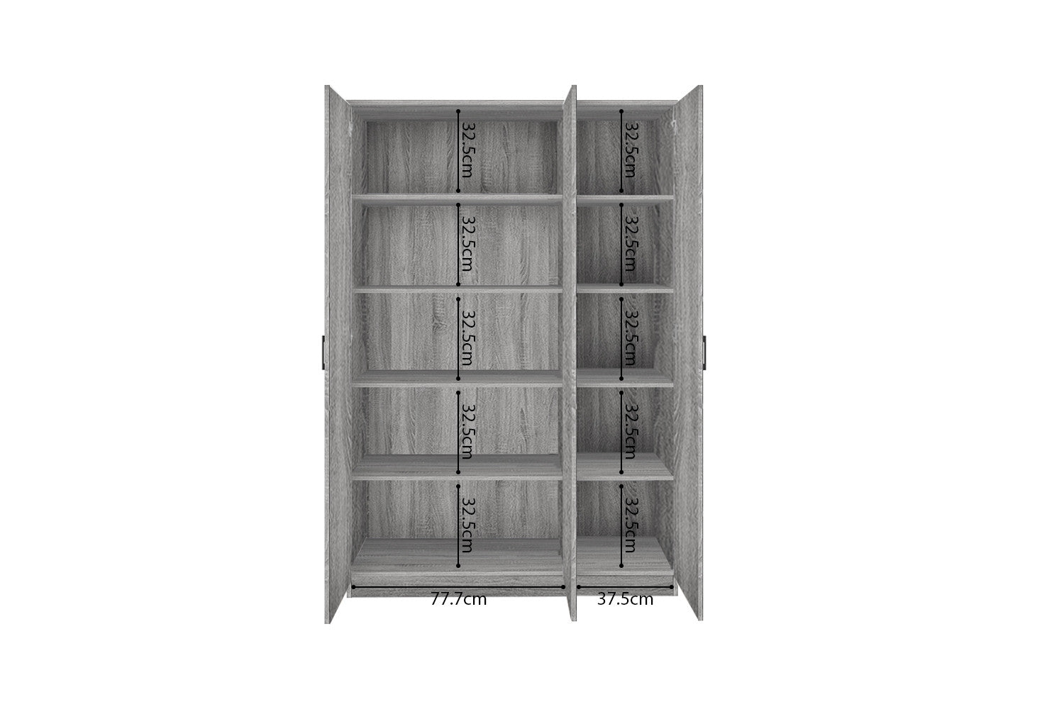 Storage cabinet 'Ray' 3 doors and 4 shelves Gray oak