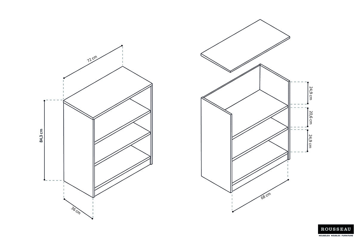 SALE - Bookcase 'Space' 2 shelves Sonoma