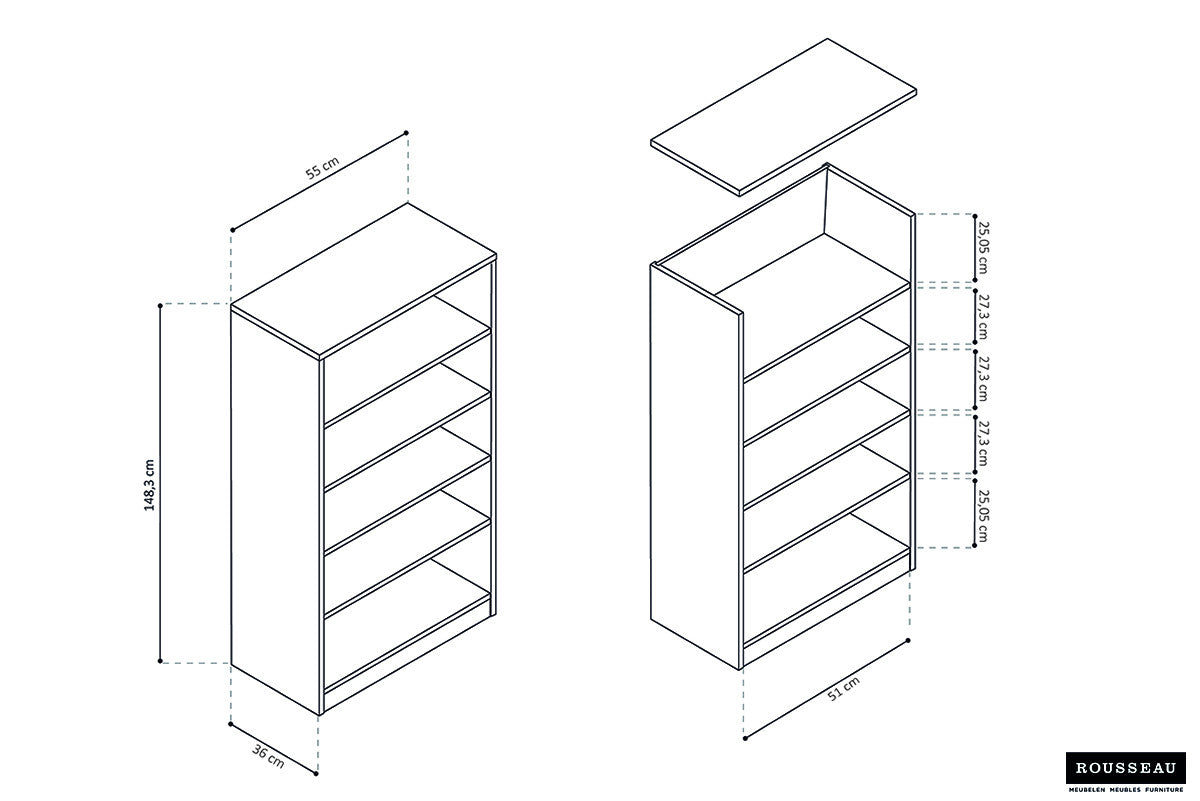 SALE - Bookcase 'Space' 4 shelves Sonoma